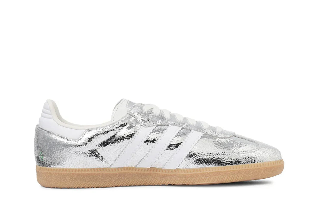 Adidas Samba OG Silver Metallic Cracked Leather Prateado